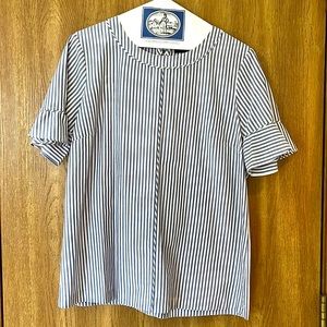 Banana Republic blue and pink striped blouse M